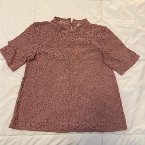 Loft Elegant Lace Women Top in Mauve